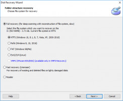 DiskInternals Partition Recovery™ Partition Recovery - sélectionnez le mode de scan - recovery est préférable.